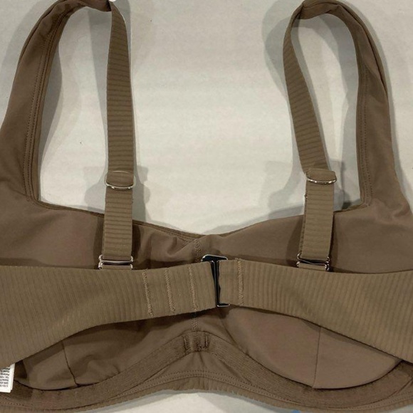 NEW!! Women’s Athleta Square Neck Rib Bikini Top Size 34 B/C Taupe - Picture 3 of 4